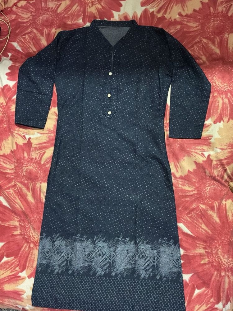 Dark Blue Printed Kurta