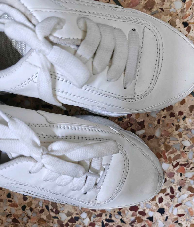 Classic White Lace-Up Sneakers