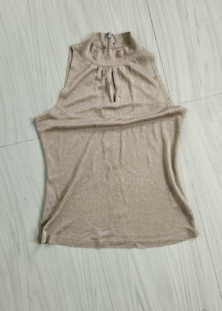 Sparkly Mock Neck Sleeveless Top