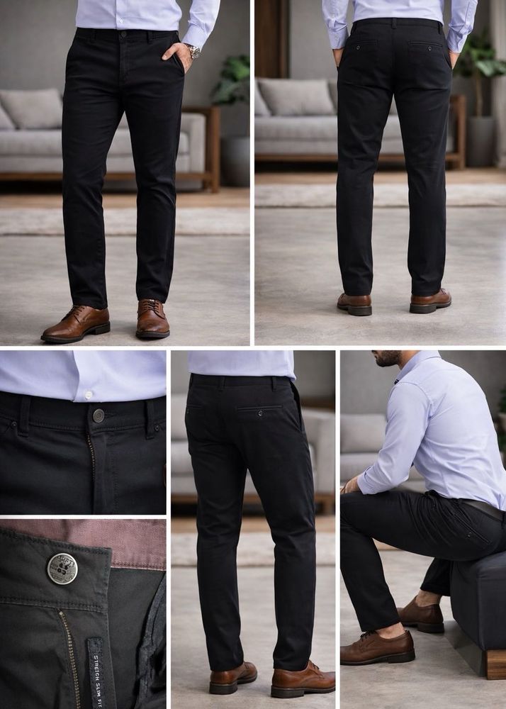 Jack and Jones Black Slim Fit Casual Trousers