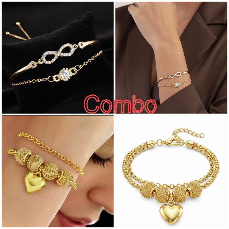 Anti-turnish Gold Tone Bracelet Set combo of 2