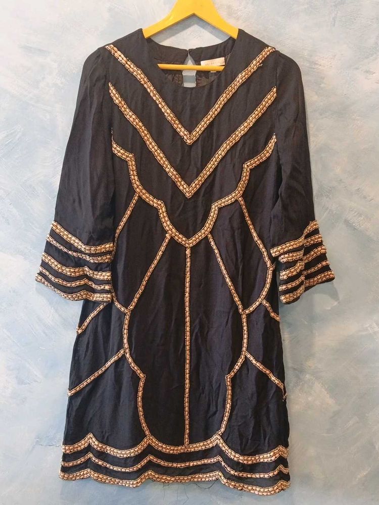 Embellished Black Mini Dress