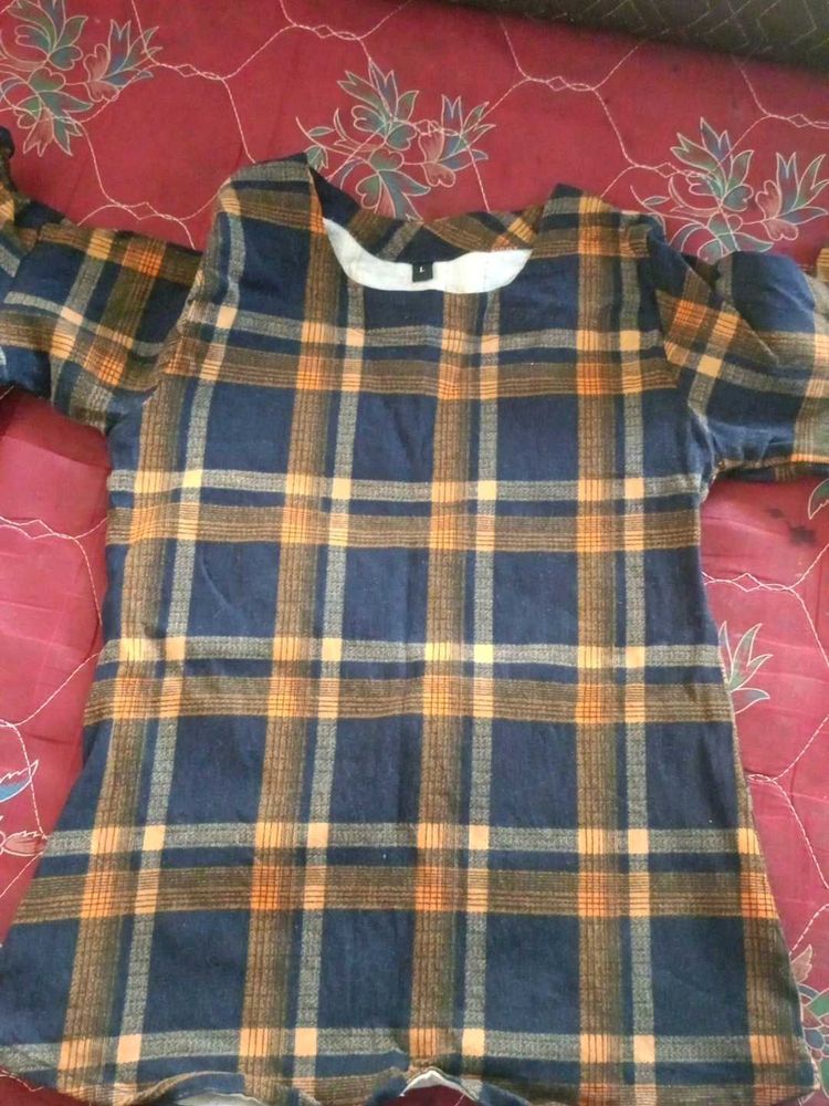 Checked Long Sleeve Top