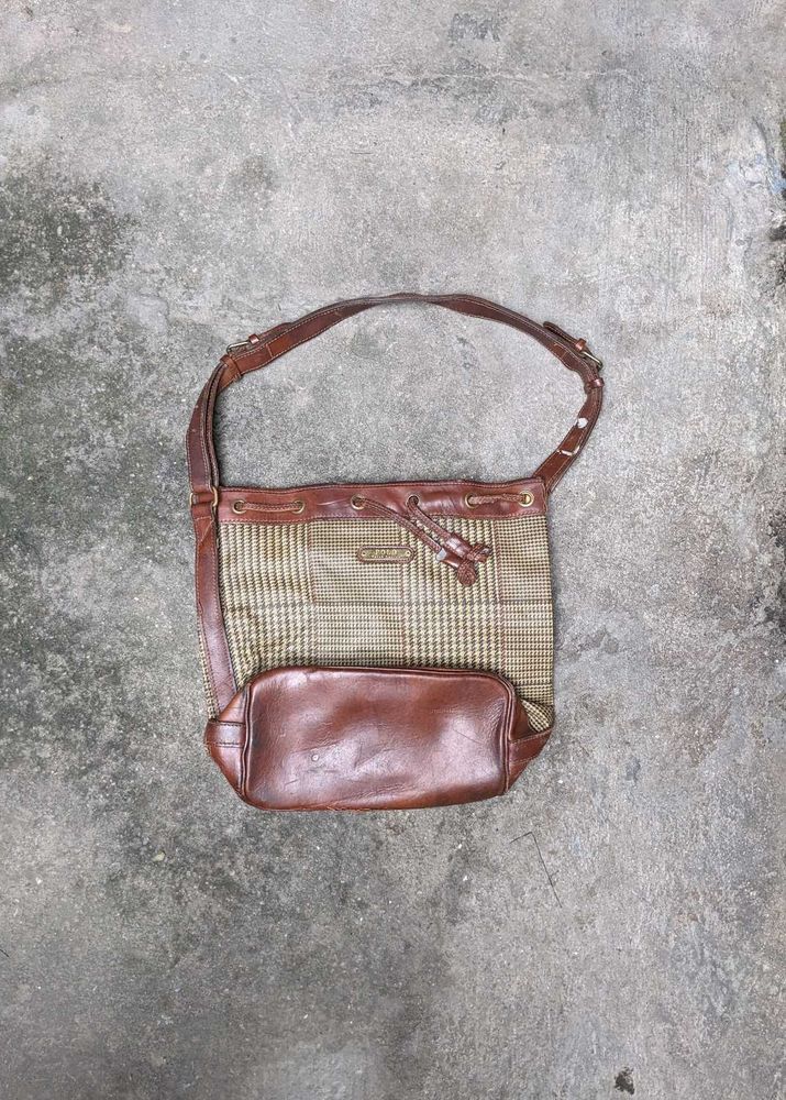 Classic Plaid &amp; Leather Hobo Bag