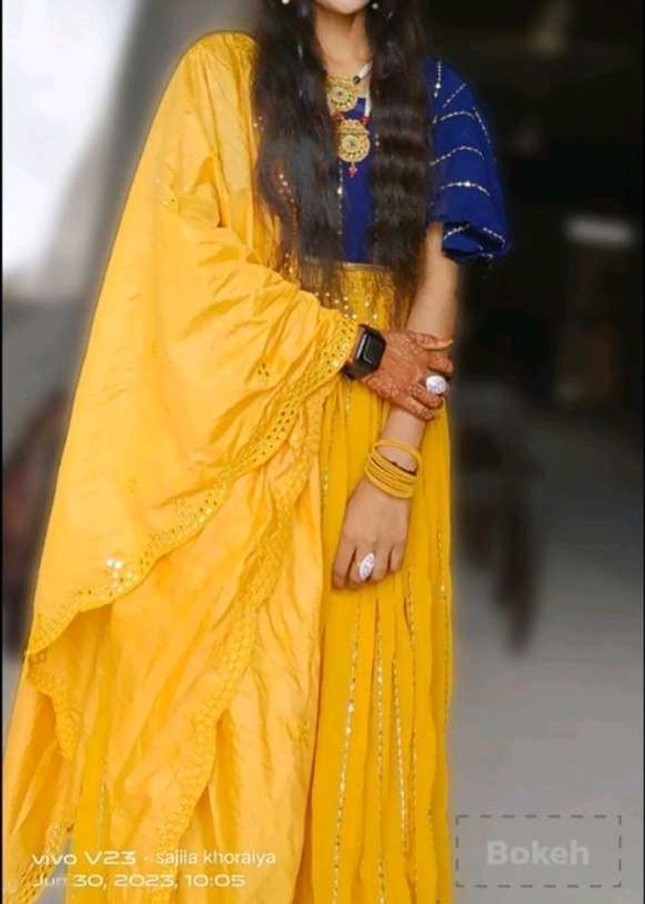 combo of two Yellow &amp; Blue Kurta Set with Dupatta