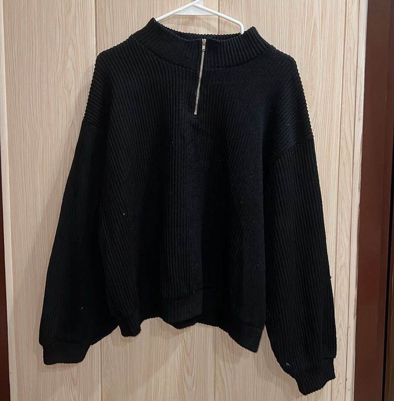 Black Half-Zip Knit Sweater