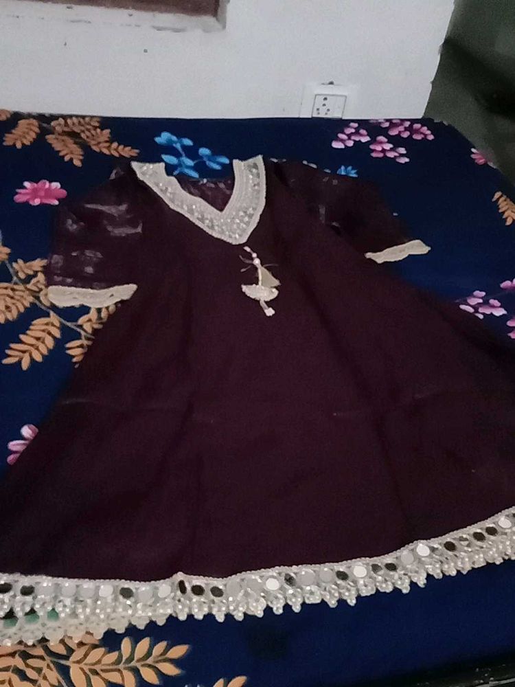 Elegant Maroon Kurta with Mirror Work