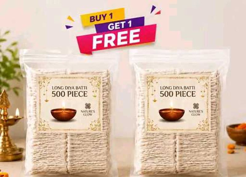 but 1 get1 free= 500+500 Puja wicks best quality