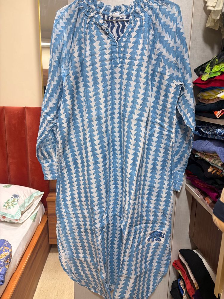 Boho Blue kilol Cotton Kurta