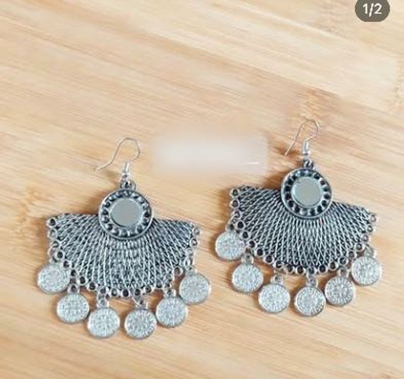 Bohemian Style Silver Jhumka Earrings
