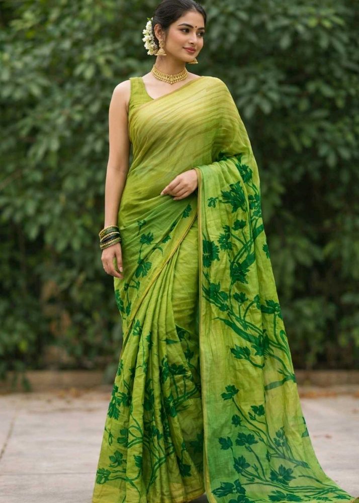 Green Floral Saree