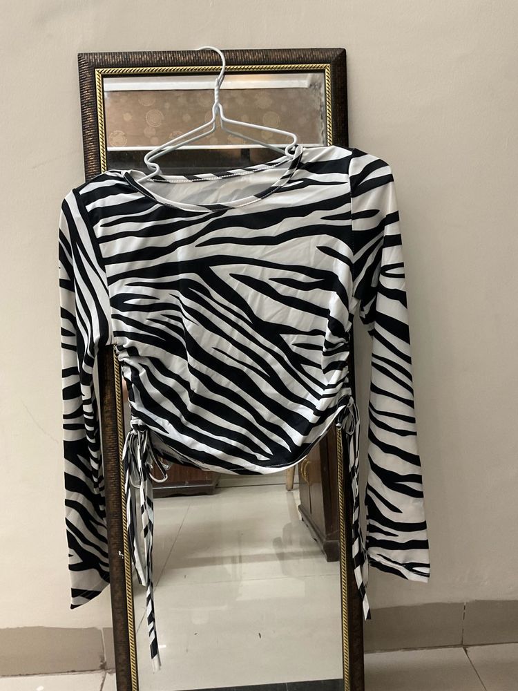 Trendy Zebra Print Long Sleeve Top