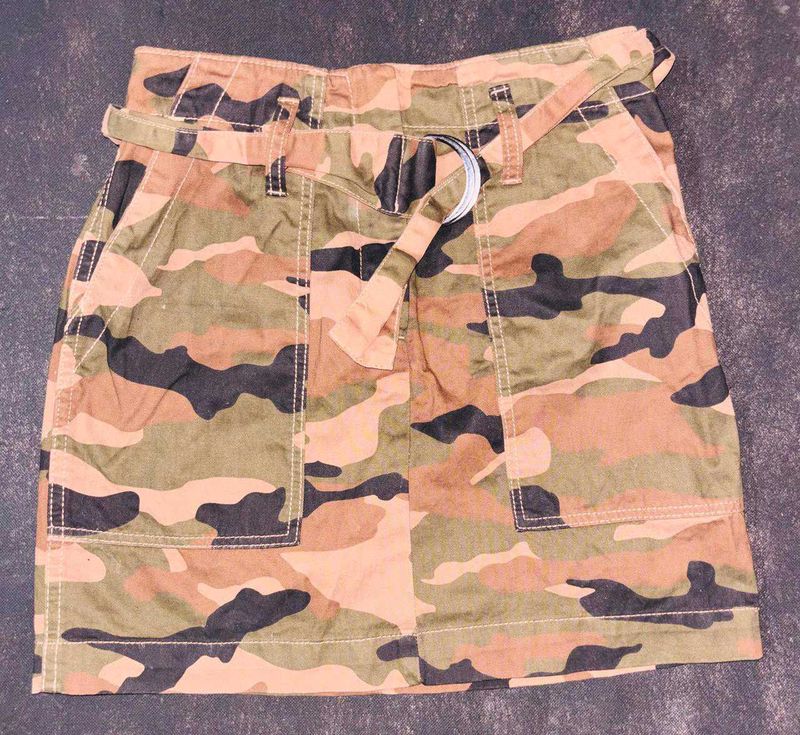 Camo Utility Mini Skirt with Belt