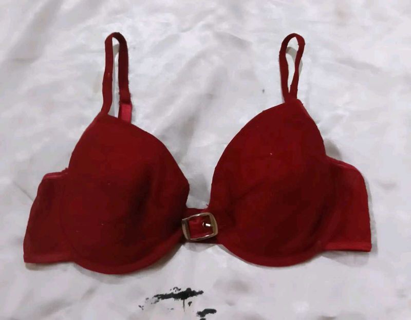 Chic Red Bra with Gold Buckle