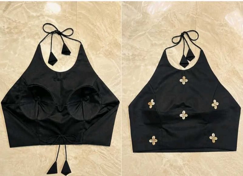 Elegant Black Halter Neck Blouse