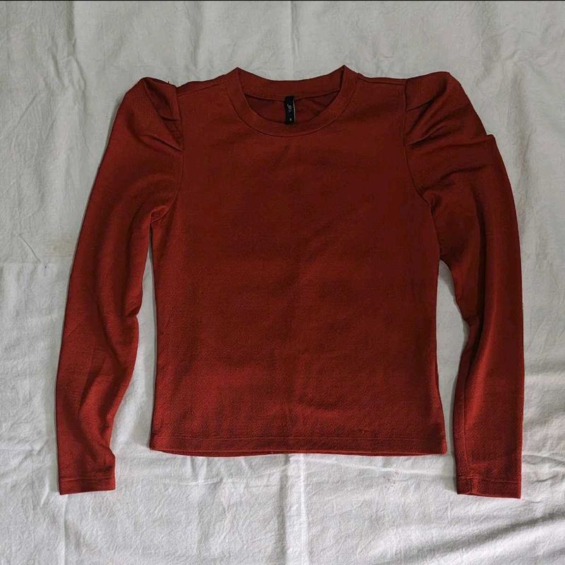 Rust Puff Sleeve Top