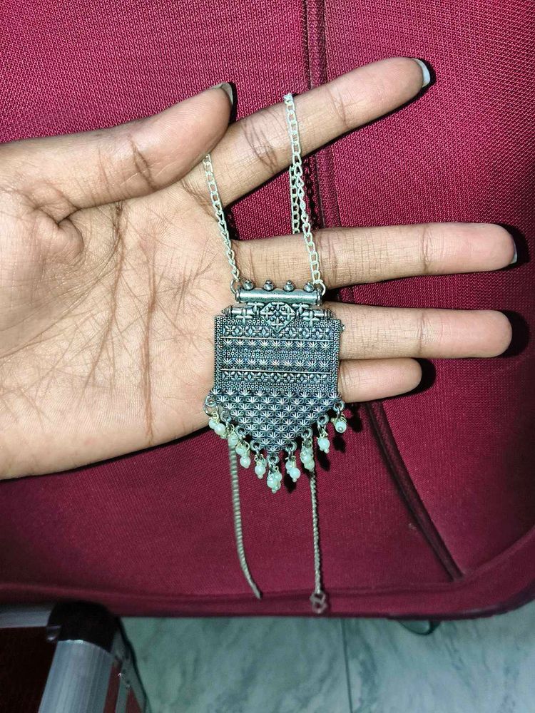 Oxidized Silver Pendant Necklace