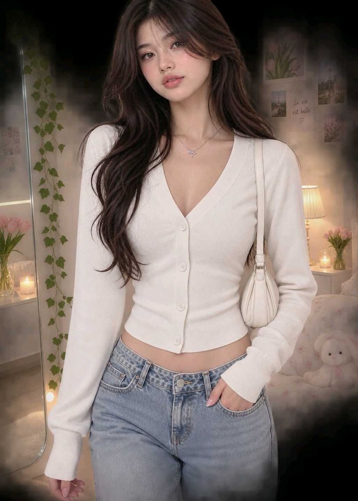 y2k Cream Knit Cardigan