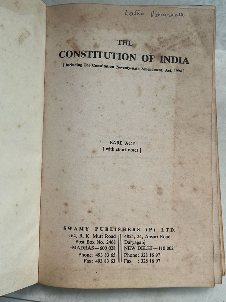 Constitution of India - Bare Act