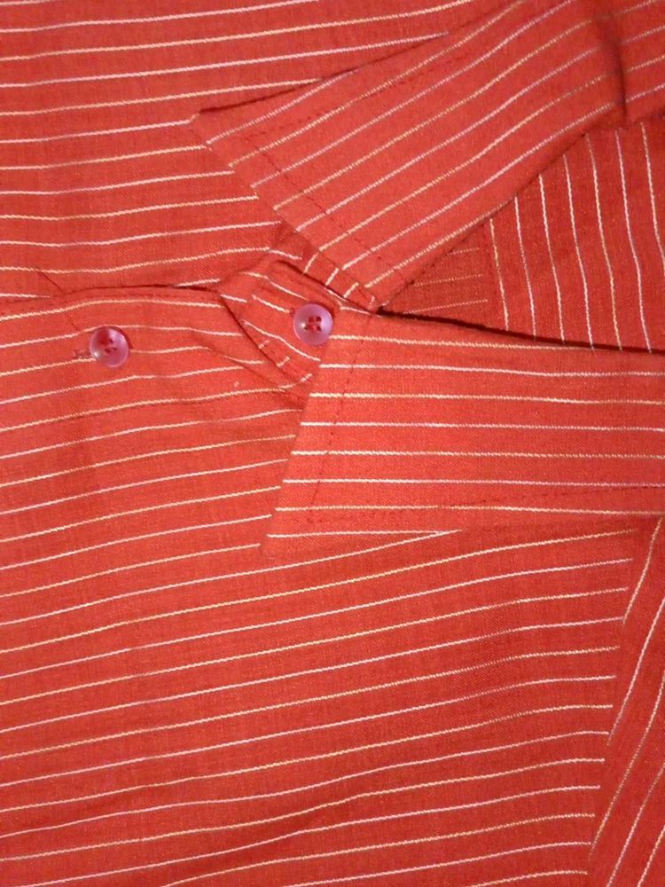Orange Striped Men's Shirt