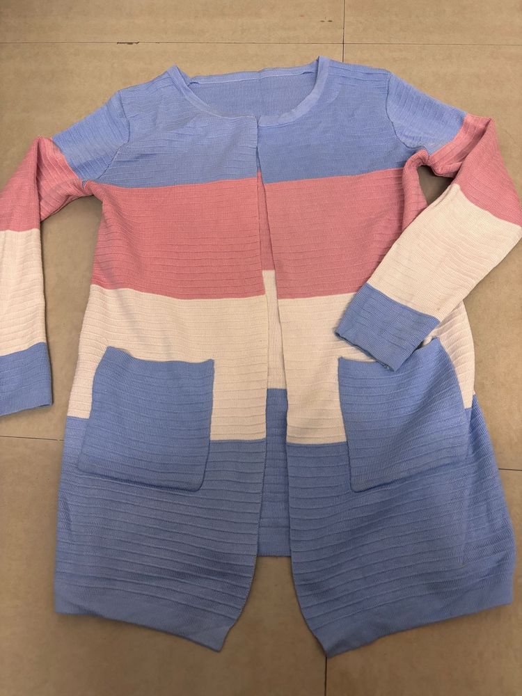 Colorblock Open Front Cardigan