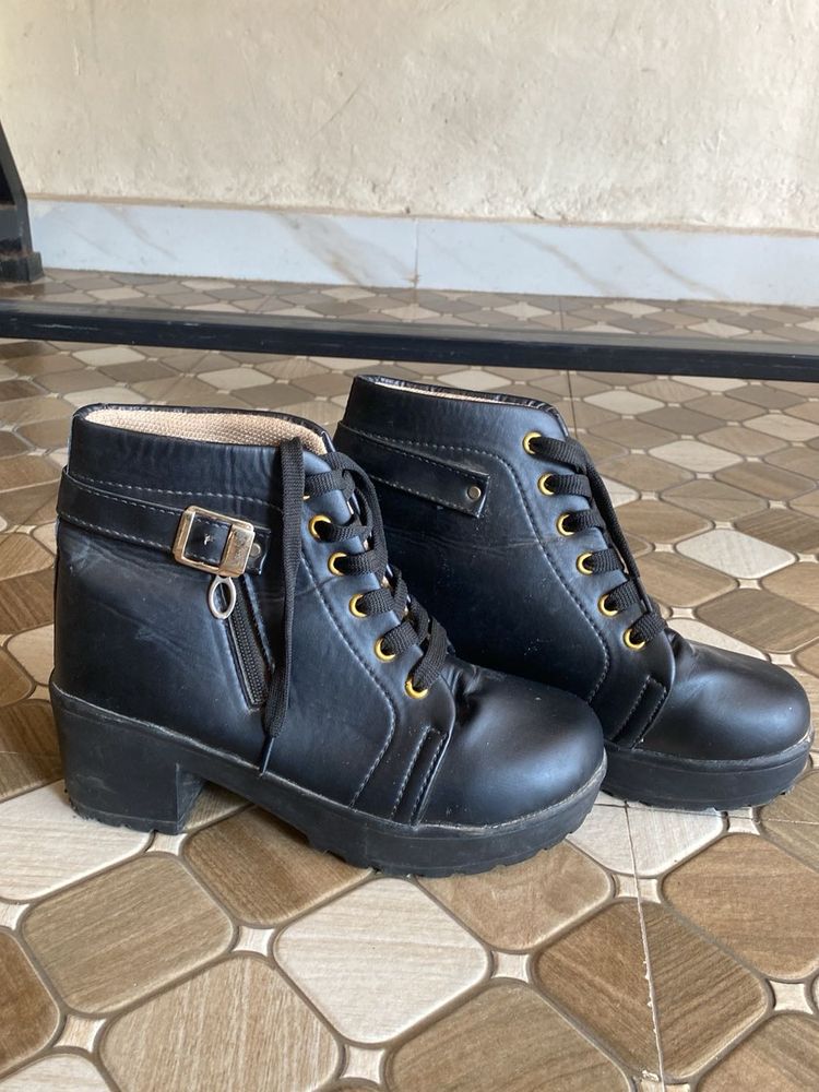 Stylish Black Leather Ankle Boots
