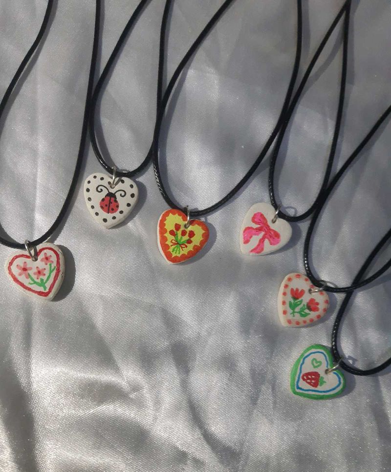 Clay Charm leather Cord Necklace