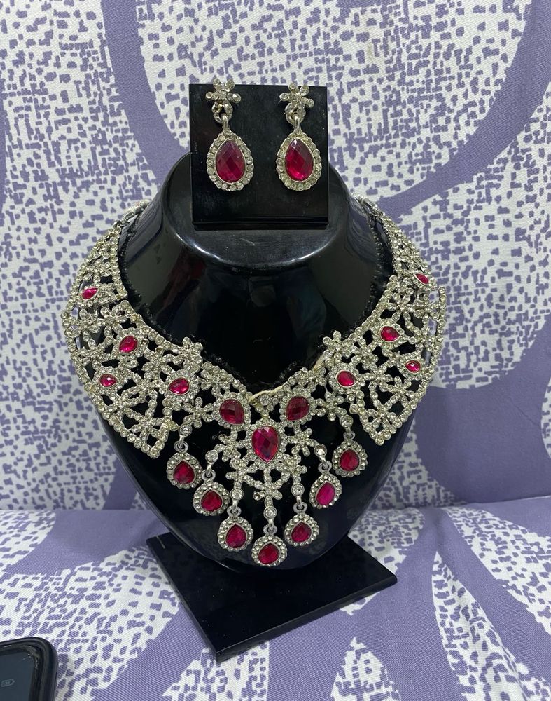 Red &amp; Silver Statement Jewelry Set