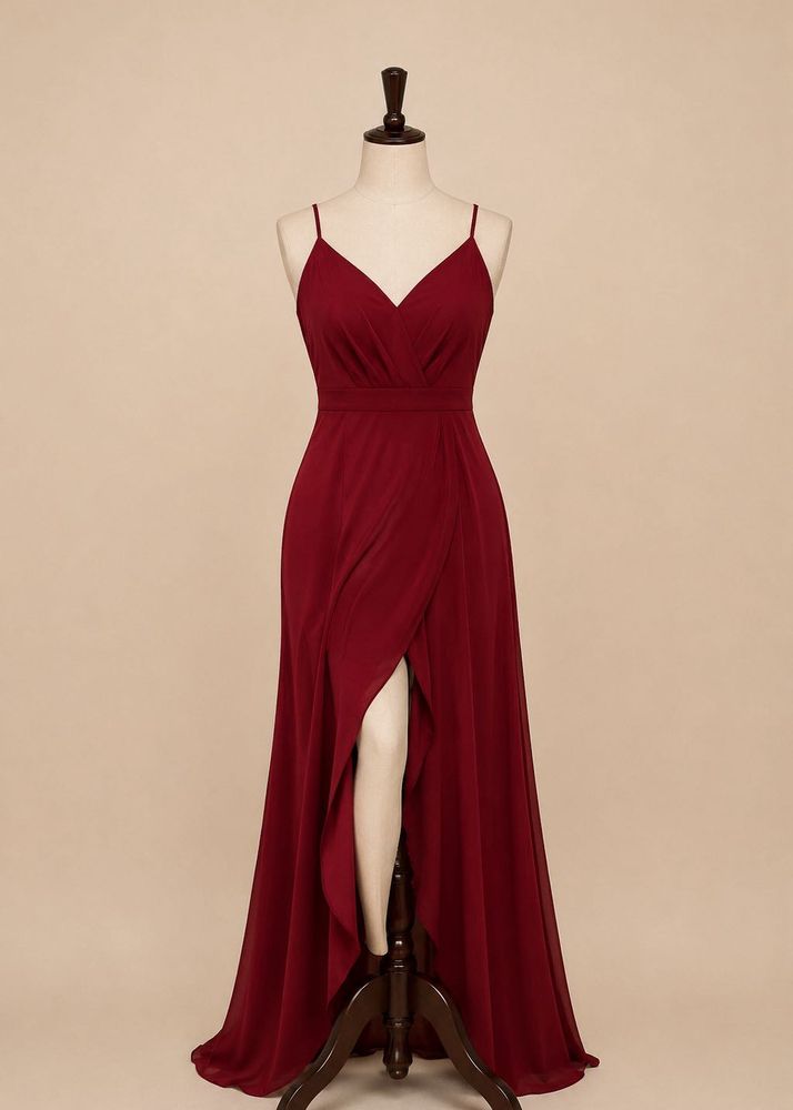 mahroon dress with slit