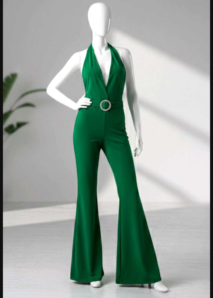 Green Halter Jumpsuit