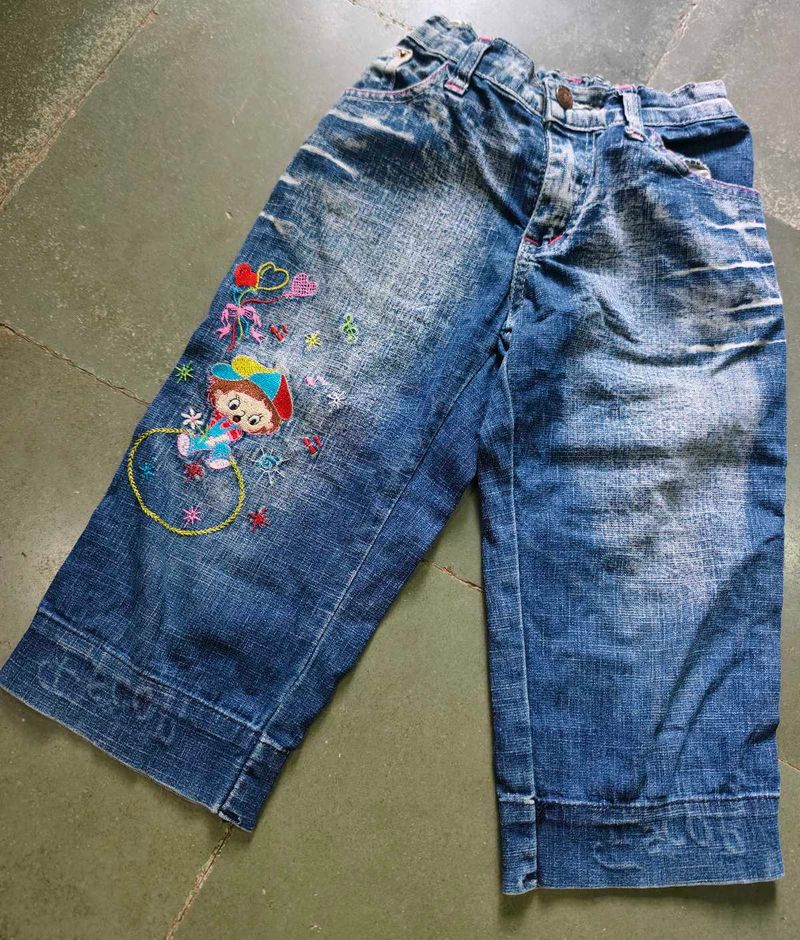 Cute Embroidered Denim Jeans for Girls 💖