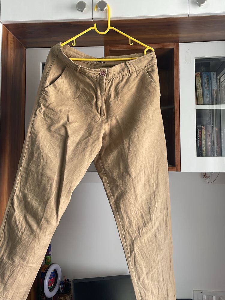 Beige Cotton Pants