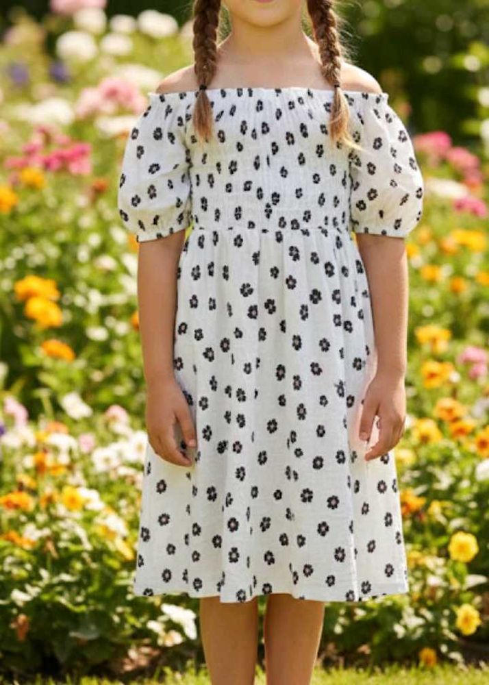 8-9 year Girls' Floral Off-Shoulder Dress