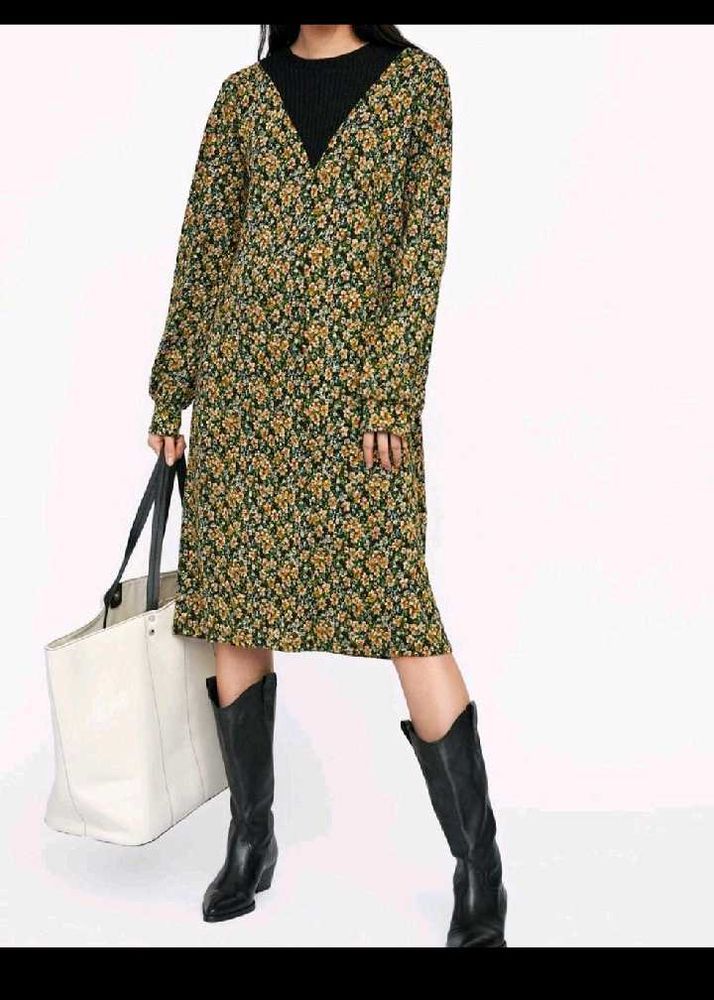 Zara Floral Print Midi Dress