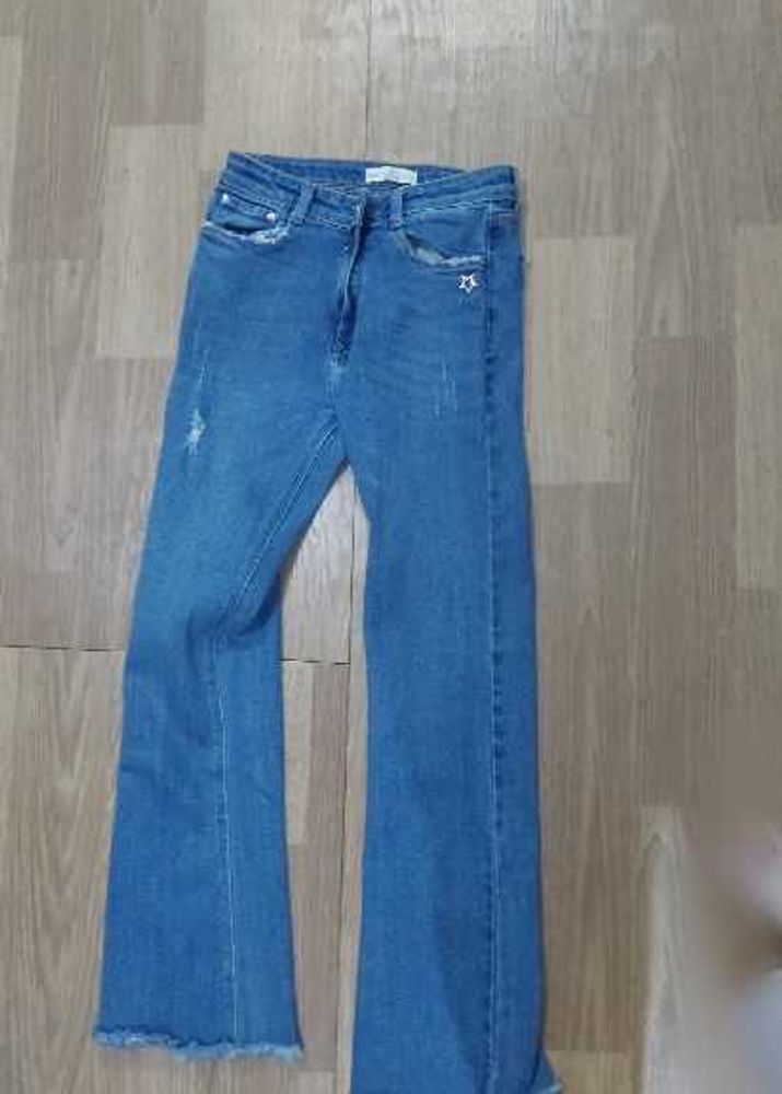 Blue Flare Jeans with Star Detail