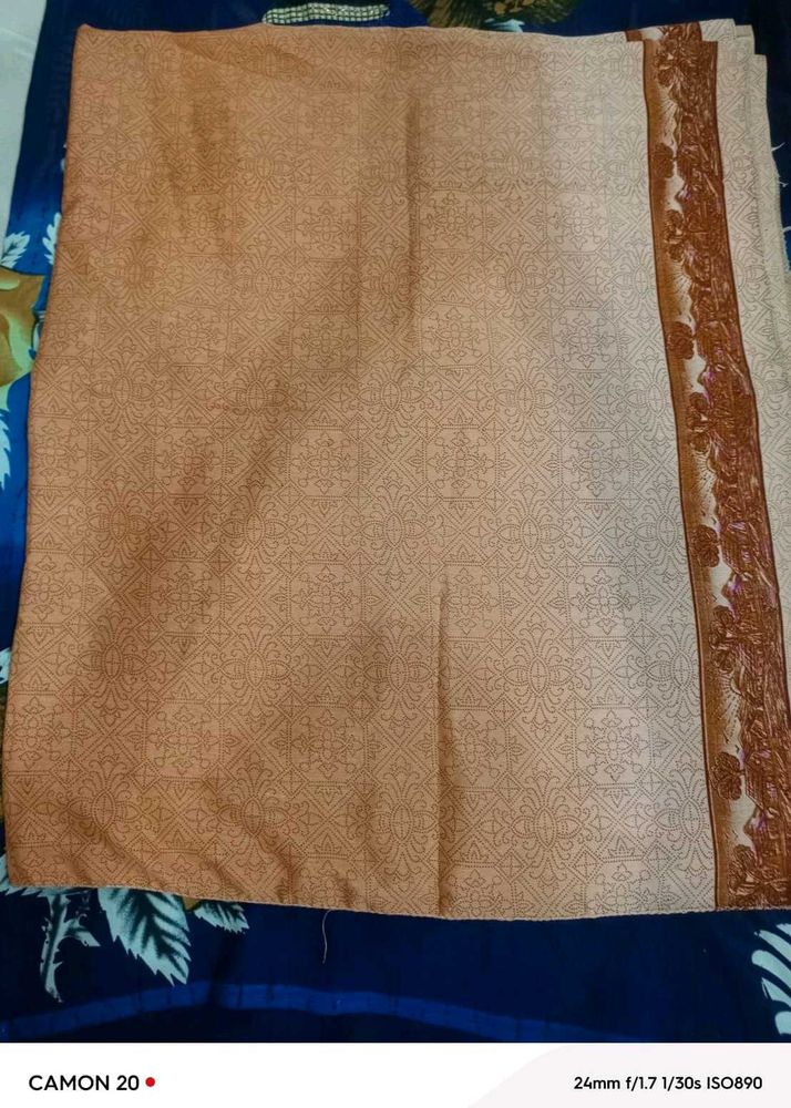Elegant Peach Printed Saree