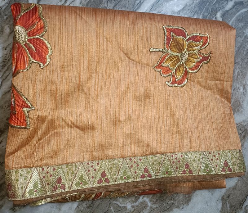 Orange Colour Saree With Out Blouse