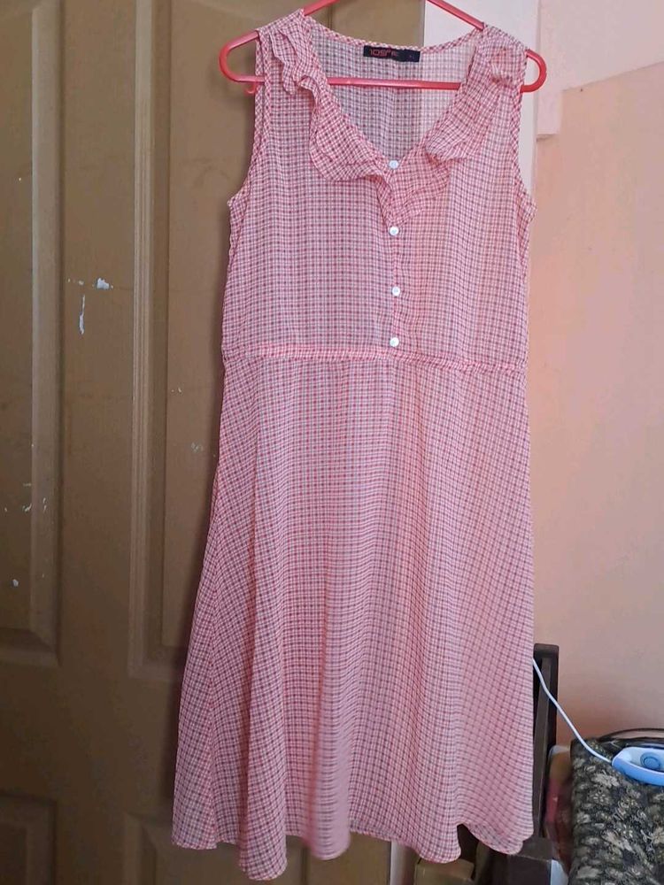 korean style checked mini frock
