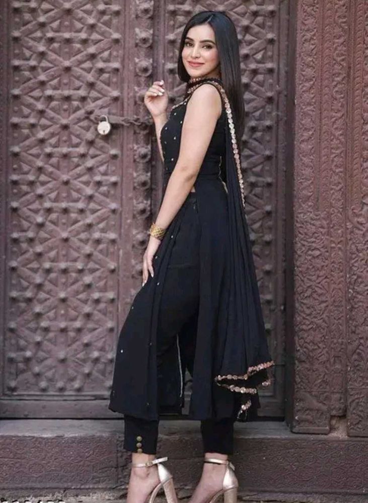 Elegant Black Kurta Set with Dupatta