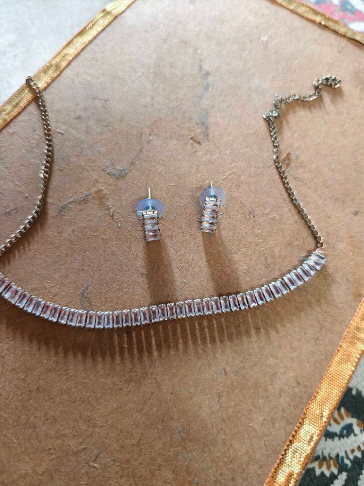 Sparkling CZ Necklace &amp; Earrings Set