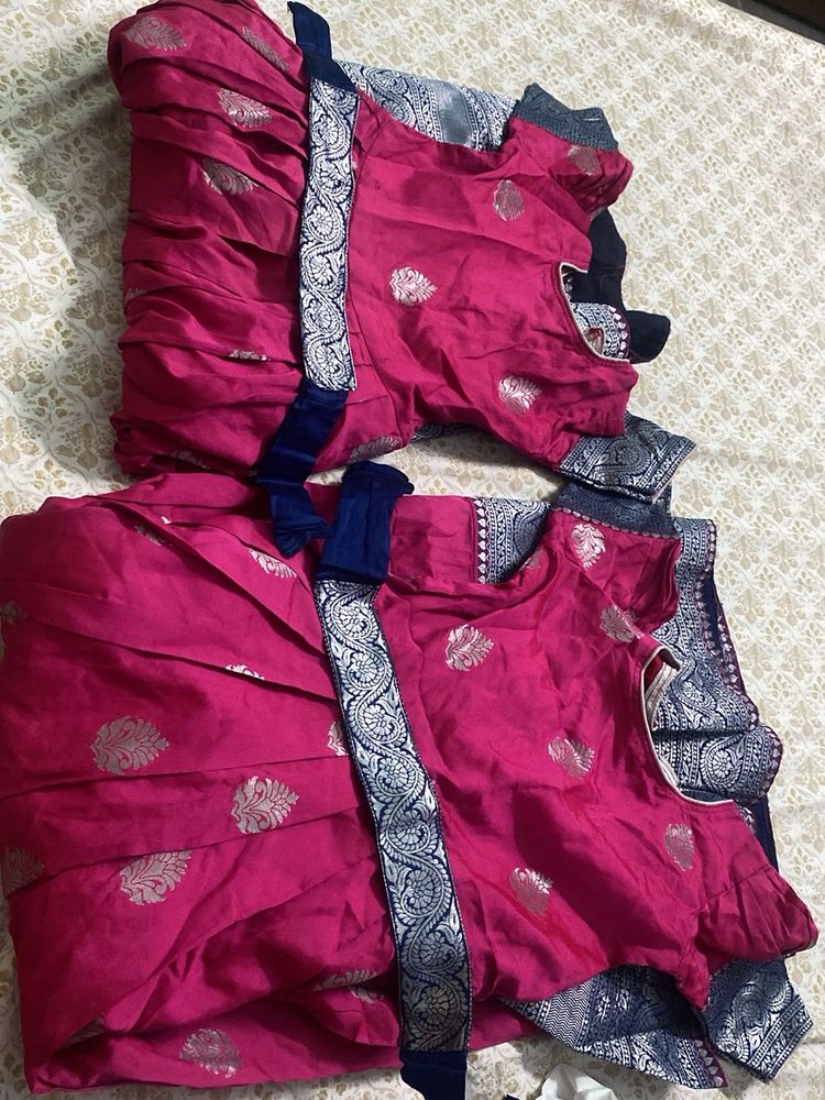 Beautiful long frocks with waist belt combo
