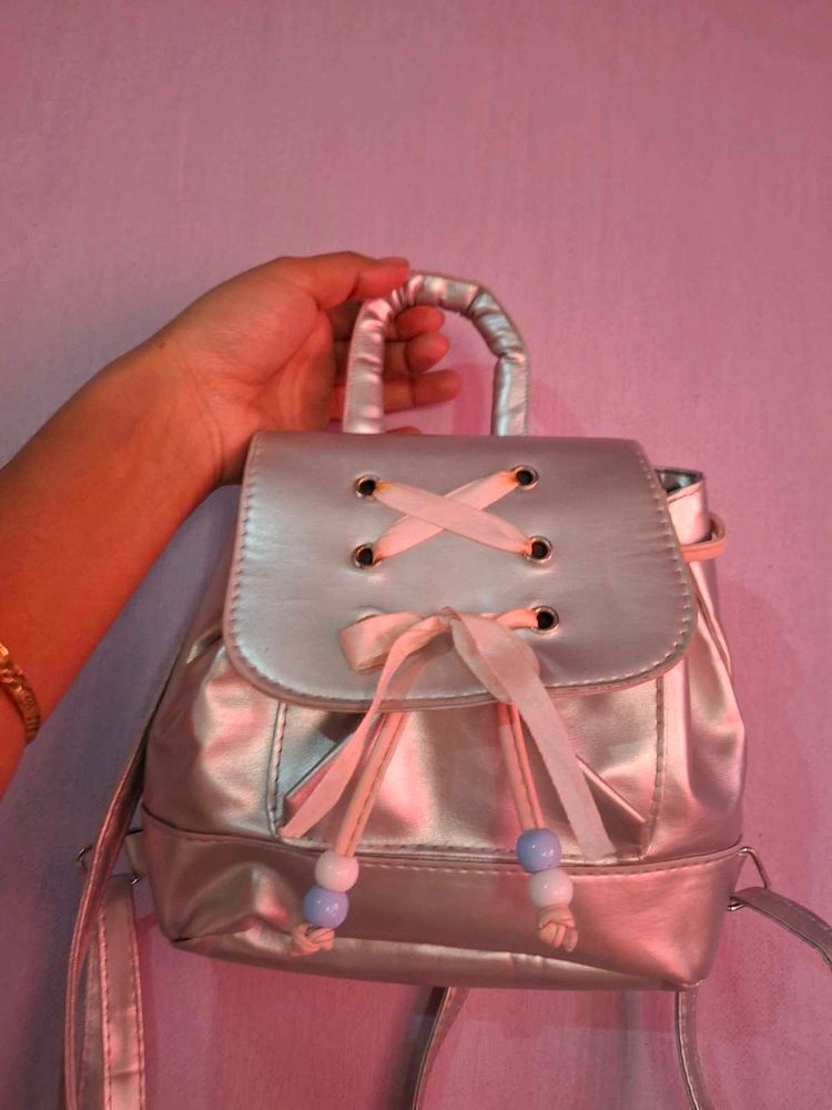 Cute Silver Mini Backpack