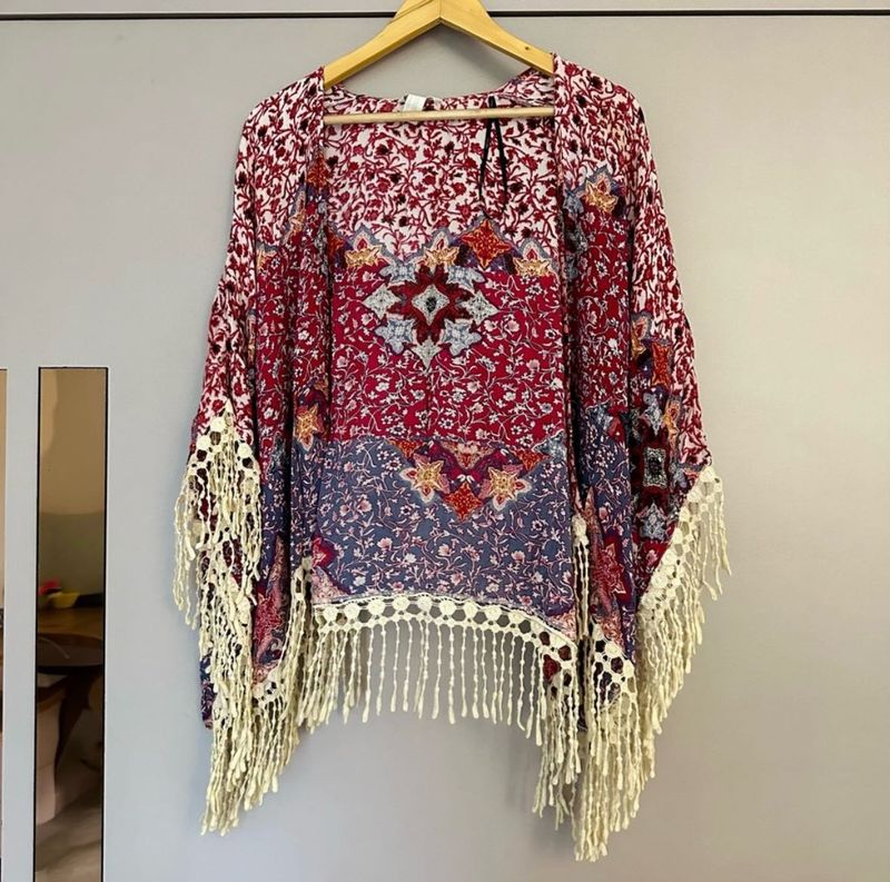 Boho Fringe Kimono Cover-Up