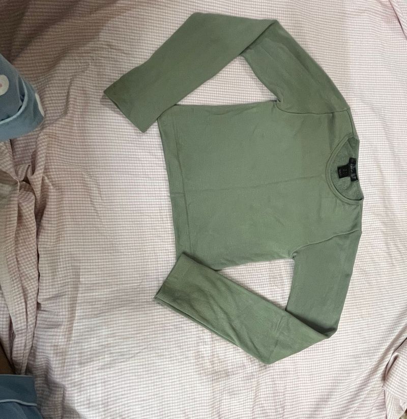 Cute Sage Green Long Sleeve Top