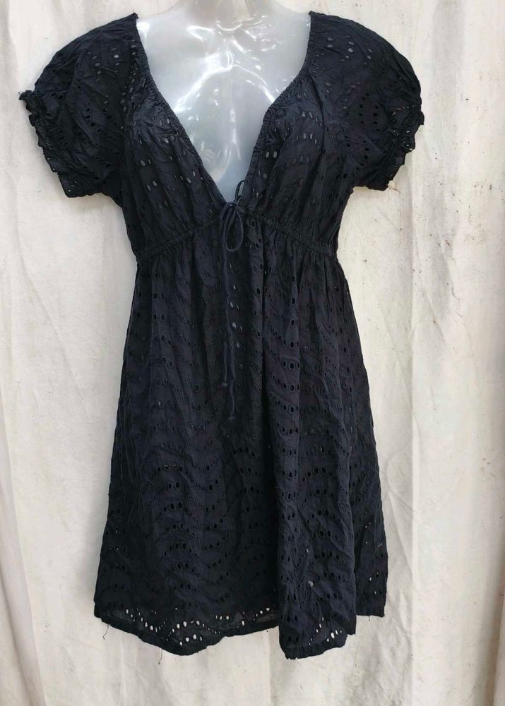 I. Chic Navy Broderie Anglaise Mini Dress