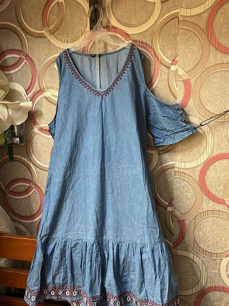 Denim Cold Shoulder Dress