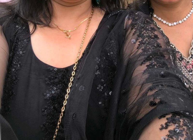 Elegant Black Sequined Saree