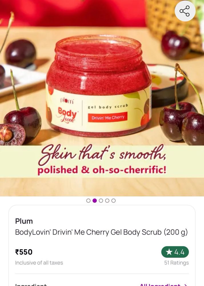 Plum BodyLovin' Drivin' Me Cherry Gel Body Scrub