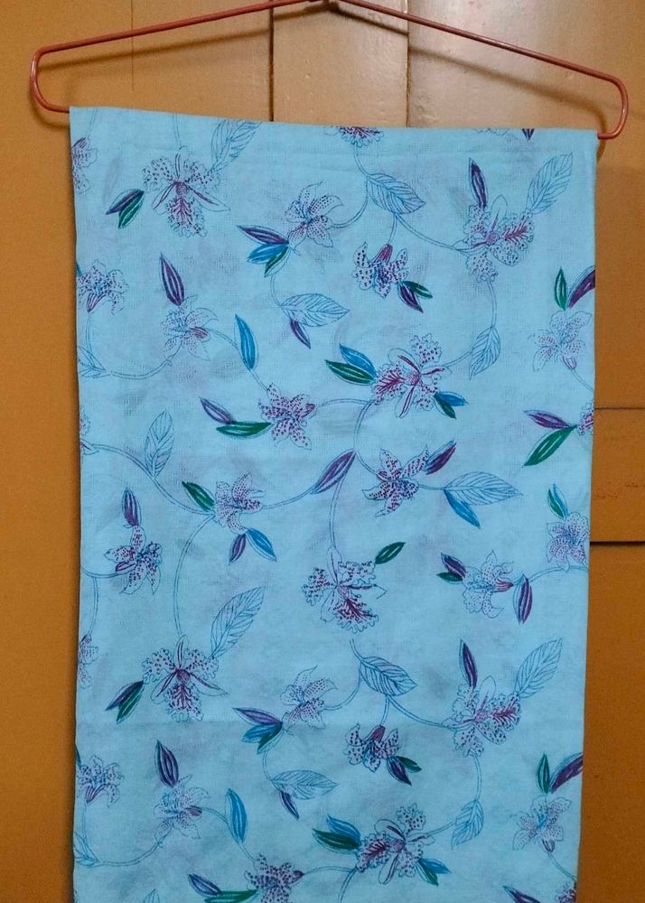 🩵 Cyan Blue Floral Saree with 💜 orchids