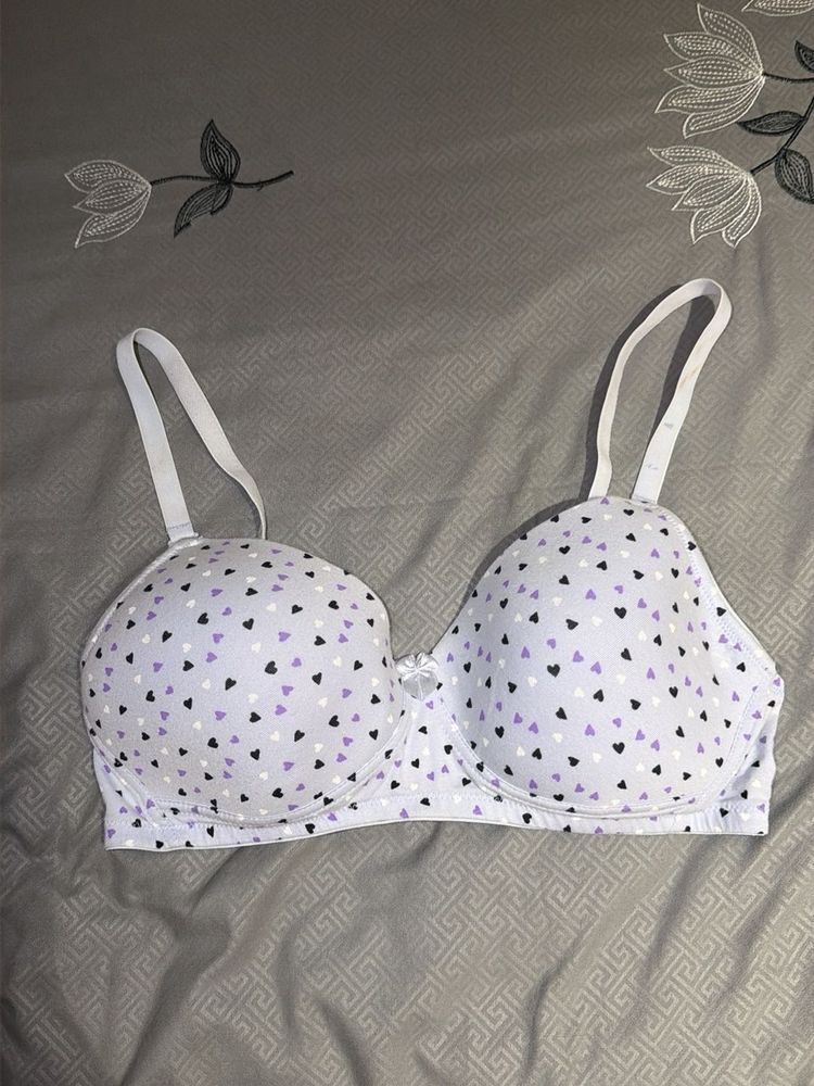 Cute Heart Print Bra